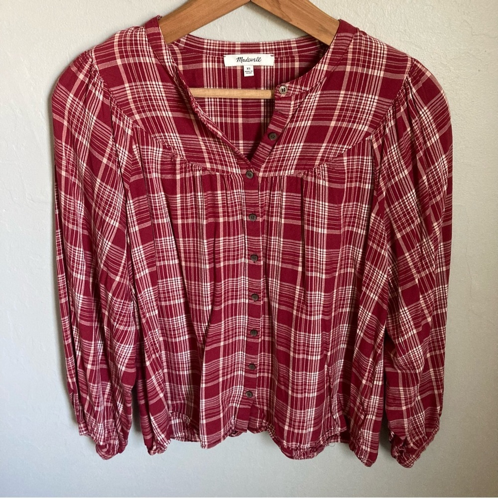 Madewell Button Up Plaid Shirt Size XS